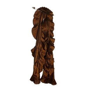 100%‎ silk ruffle scard golden orange